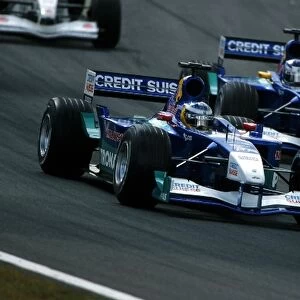 Formula One World Championship: Nick Heidfeld Sauber Petronas C20 leads team-mate Kimi Raikkonen