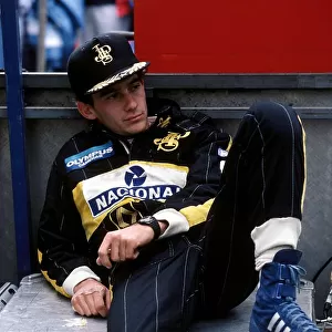 Formula One World Championship: Pole sitter Ayrton Senna Lotus retired early in the race with engine failure
