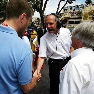 Formula One World Championship: Roman Abramovich, Chelsea FC Chairman meets Bernie Ecclestone F1 Supremo and Ron Dennis McLaren Team Owner