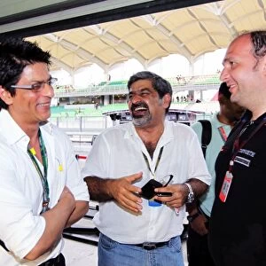 Formula One World Championship: Shahrukh Khan Bollywood Actor with Colin Kolles Hispania Racing F1 Team Team Principal and Vicky Chandhok