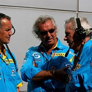 Formula One World Championship: Tad Czapski, Renault Electronics, Flavio Briatore Renault Team Principal and Pat Symonds Renault Executive Director