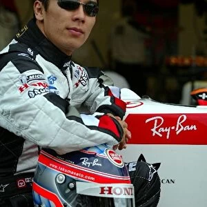 Formula One World Championship: Takuma Sato BAR during a BAR sponsorship photoshoot for Ray Ban sunglasses