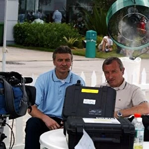 Formula One World Championship: Tony Jardine ITV-F1 Studio Commentator with Jim Rosenthal ITV-F1 Studio Anchorman