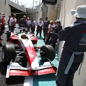 Formula One World Championship: A Toyota F1 car is used to practice an extraction from the pit lane