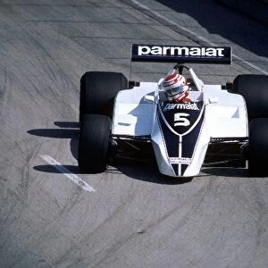 Formula One World Championship: Winner Nelson Piquet Brabham BT49. His first GP win