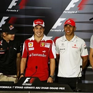 Formula One World Championship: The four World Championship contenders at the final round of the season in the FIA Press Conference: Sebastian