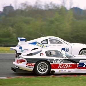 French GT Championship: Jean Luc Blanchemain / Sebastien Dumez Larbre Competition Chrysler Viper GTS-R lap a slower Toyota Supra on their way