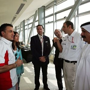 Gp2 Asia Dubai: Jean Alesi with his wife Kumiko, Luciano Secchi WIND Group and Bruno Michel GP2 Series Organiser and Saeed Khalfan Chairman