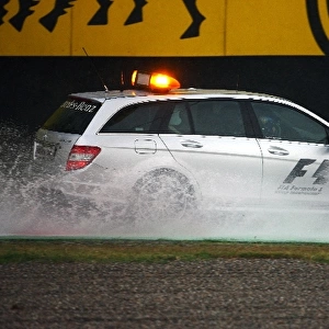 GP2 Series: Alan Van Der Merwe FIA Medical Car Driver drives the Safety Car in the rain as the race start was delayed
