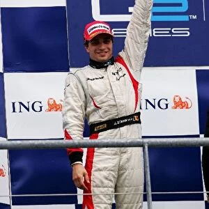 GP2 Series: Jerome D Ambrosio DAMS celebrates his second position on the podium