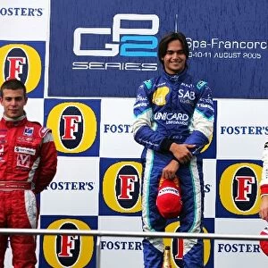 GP2 Series: The podium: Ernesto Viso BCN Competition, second; Nelson Angelo Piquet Hi-Tech Piquet Sports, winner; Nico Rosberg ART, third
