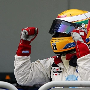 GP2 Series: Race winner Lewis Hamilton ART Grand Prix celebrates in parc ferme