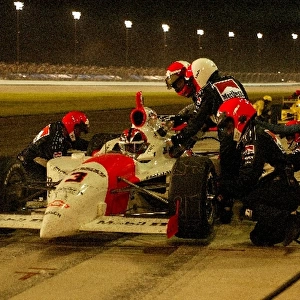 Indy Racing League: Helio Castroneves pits while in second place in the Firestone INdy 200, Nashville Speedway, Nashville, TN, 20, July, 2002. IR10A