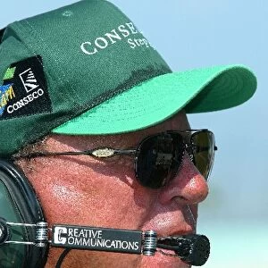 Indy Racing League: Four time Indy 500 winner, AJ Foyt, watches his grandson, AJ Foyt IV, practice for his first IRL race