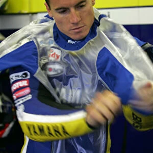 James Toseland Tech 3 Yamaha gets his wet weather protection