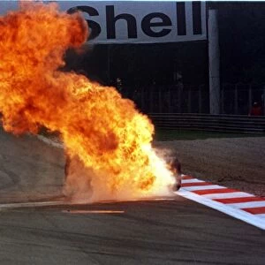 Jarno Trullis Prost Mugen Engine Explodes during Saturday Morning Warm Up
