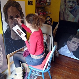 Jill Bradley: Artist Jill Bradley with her portrait of Jenson Button