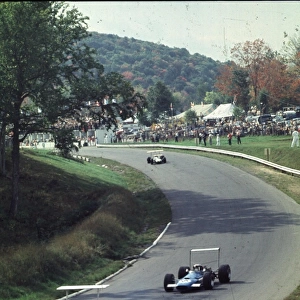 John Surtees leads Jackie Stewart and Jack Brabham: Canadian Grand Prix, Mont-Tremblant