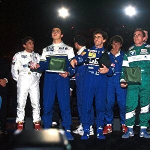 Karting: Back Row: Ayrton Senna, Jean-Christophe Boullion, Olivier Grouillard third; Andrea de Cesaris, Xavier Pompidou, Jean-Marc Gounon second
