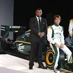 Lotus T127 Launch: Tony Fernandes Lotus Team Principal, Jarno Trulli Lotus, Fairuz Fauzy and Heikki Kovalainen Lotus