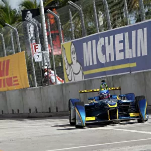 Miami e-Prix 2015. First Practice Session Nicolas Prost (FRA)/E. dams Renault - Spark-Renault SRT_01E FIA Formula E World Championship. Miami, Florida, USA. Saturday 14 March 2015