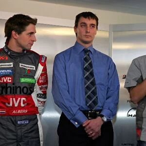 Midland MF1 Launch: Christijan Albers MF1 Racing, James Key MF1 Racing Technical Director and Roman Rusinov MF1 Racing Test Driver