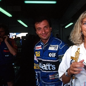 Portuguese Grand Prix: Riccardo Patrese Williams Renault FW14 - Winner - and his wife Suzy