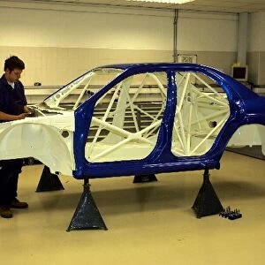 Prodrive Factory Tour: A Subaru Impreza WRC body shell is prepared
