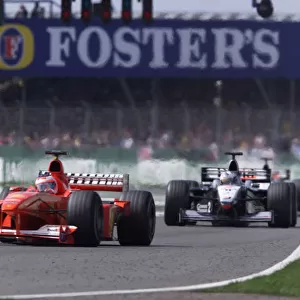 Rubens Barrichello leads David Coulthard