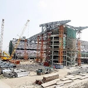 Shanghai Circuit Construction: The brand new pit complex under construction at the new Shanghai circuit