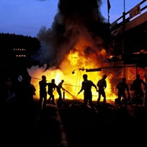 Spa 24 Hours Touring Car Race: This hoffific pit lane fire was caused when the Nissan refueling tanks fell over