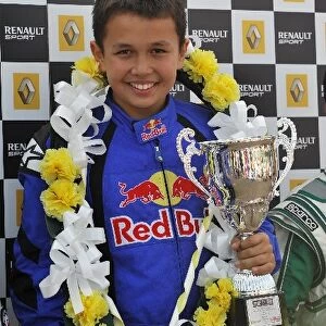 Super 1 Championship: Alex Albon celebrates victory on the podium