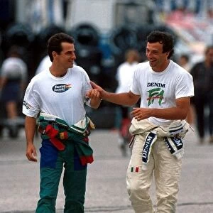 Sutton Motorsport Images Catalogue: Alessandro Nannini shares a joke with Riccardo Patrese