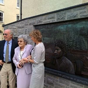Tom Pryce Memorial Unveiling: L-R: David Richards, Gwyneth Pryce, mother of Tom Pryce, and Nella Pryce, widow of Tom Pryce, after the unveiling