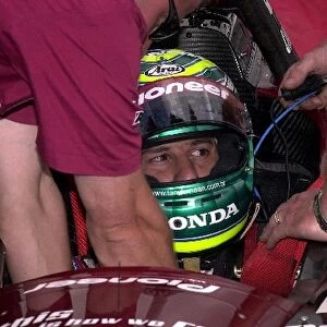 Tony Kanaan gets set to qualify sixth for the Molson Indy Vancouver. Concord Pacific Place, Vancouver, B. C. Can. 27 July, 2002