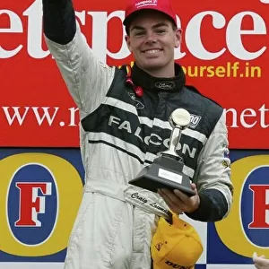 V8 Supercar 2002 AGP : Ford driver Craig Lowndes on the Podium after winning the third and final race for the V8 Supercars at the 2002 Fosters Australian GP