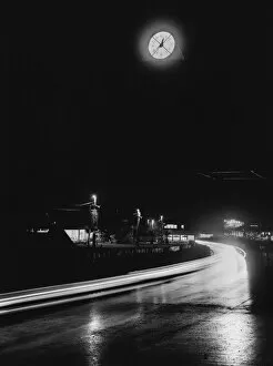1949 1959 Gallery: 1951 Le Mans 24 hours: The clock shows the time at night in the rain, atmosphere
