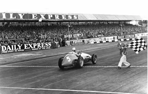 Chequered Gallery: 1953 British Grand Prix: Alberto Ascari takes the chequered flag for 1st position