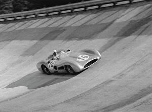 Allmyraces Gallery: 1955 Italian Grand Prix: Stirling Moss, retired, on the banking, action