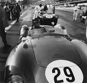 Images Dated 28th August 2012: 1957 Grand prix de Spa: Tony Brooks, 1st position, on the grid before the start, portrait