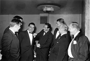 1960 BARC Dinner Dance: Left-to-right: Bruce McLaren, Ken Tyrrell, John Cooper, Jack Brabham, J.A