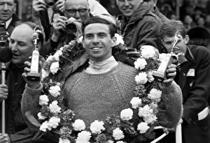 1960s F1 Collection: 1965 British Grand Prix - Jim Clark: Jim Clark, Lotus 33-Climax, 1st position, podium, portrait