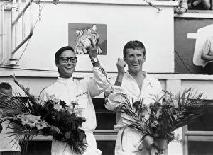 Images Dated 10th June 2010: 1965 Le Mans 24 Hours: Masten Gregory / Jochen Rindt, Ferrari 250LM, 1st position, podium