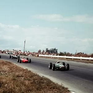 1966 United States Grand Prix: Jack Brabham leads Lorenzo Bandini and Peter Arundell. Arundell finished in 6th position