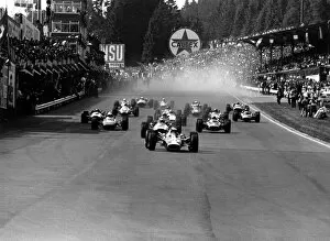 Jack Brabham (2nd April 1926 - 19th May 2014) Gallery: 1967 Belgian Grand Prix: Jim Clark, Lotus 49-Ford, 6th position, leads Jochen Rindt
