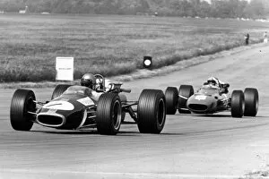 Jack Brabham (2nd April 1926 - 19th May 2014) Gallery: 1967 British Grand Prix: Jack Brabham, Brabham BT24-Repco, 4th position, leads Chris Amon