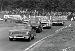 Images Dated 19th July 2011: 1967 British Saloon Car Championship: Frank Gardner, 1st position, leads Hugh Dibley, retired