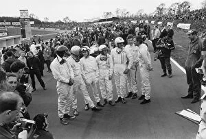 1967 Race Of Champions: L to R: Dan Gurney, Jack Brabham, Bruce McLaren, Richie Ginther, Denny Hulme