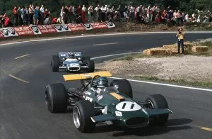 Images Dated 13th March 2013: 1969 French Grand Prix: Jacky Ickx, Brabham BT26A Ford, leads Jean-Pierre Beltoise, Matra MS80 Ford