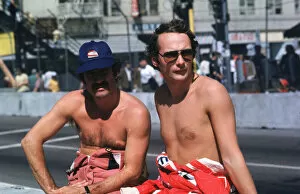 Images Dated 28th May 2021: 1976 US GP EAST - LONG BEACH NIKI LAUDA WITH TEAM MATE CLAY REGAZZONI. PHOTO: LAT